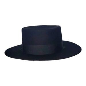Zertrue 100% Australian Wool Grey Felt Teardrop Crown Wide Brim Fedora Size L